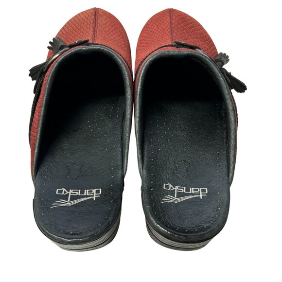 Dansko Shandi Clogs Womens EU 40 US 9.5-10 Red Leather Snake Print Slide On Shoe - Picture 8 of 13